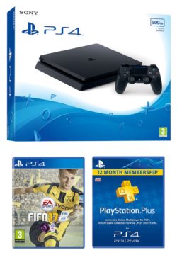 PS4 Console - Slim - 500GB - with FIFA 17 and 1 Year PSN Subscription.